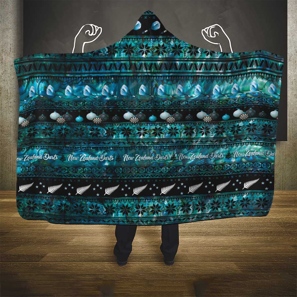 New Zealand Darts Christmas Hooded Blanket Merry Xmas Aotearoa Maori Paua Shell - Vibe Hoodie