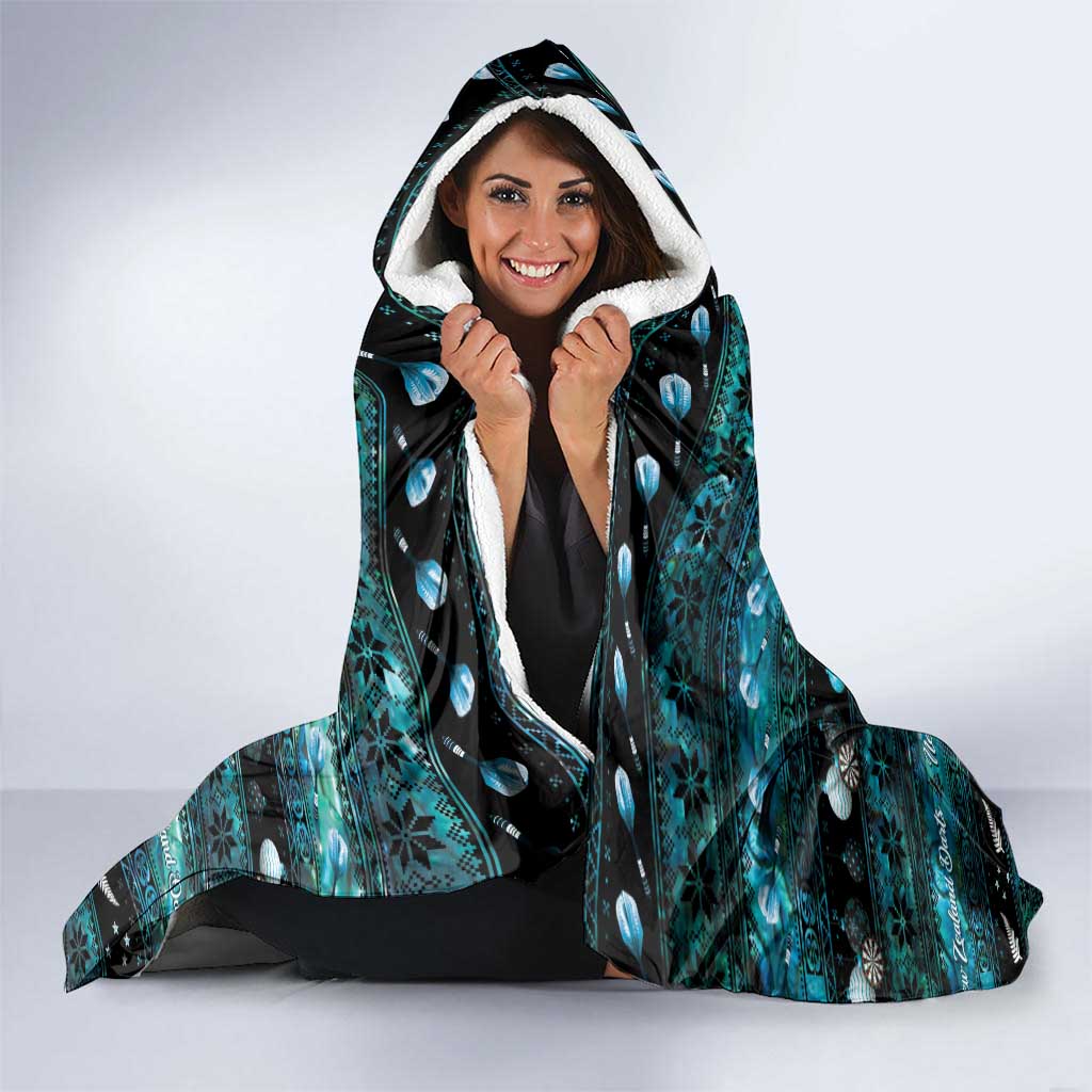 New Zealand Darts Christmas Hooded Blanket Merry Xmas Aotearoa Maori Paua Shell - Vibe Hoodie