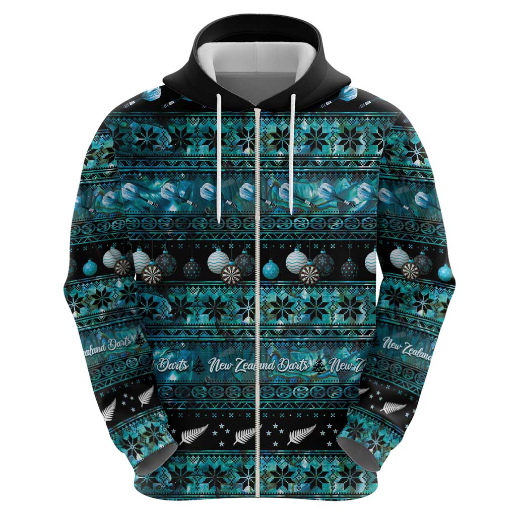 New Zealand Darts Christmas Hoodie Merry Xmas Aotearoa Maori Paua Shell - Vibe Hoodie