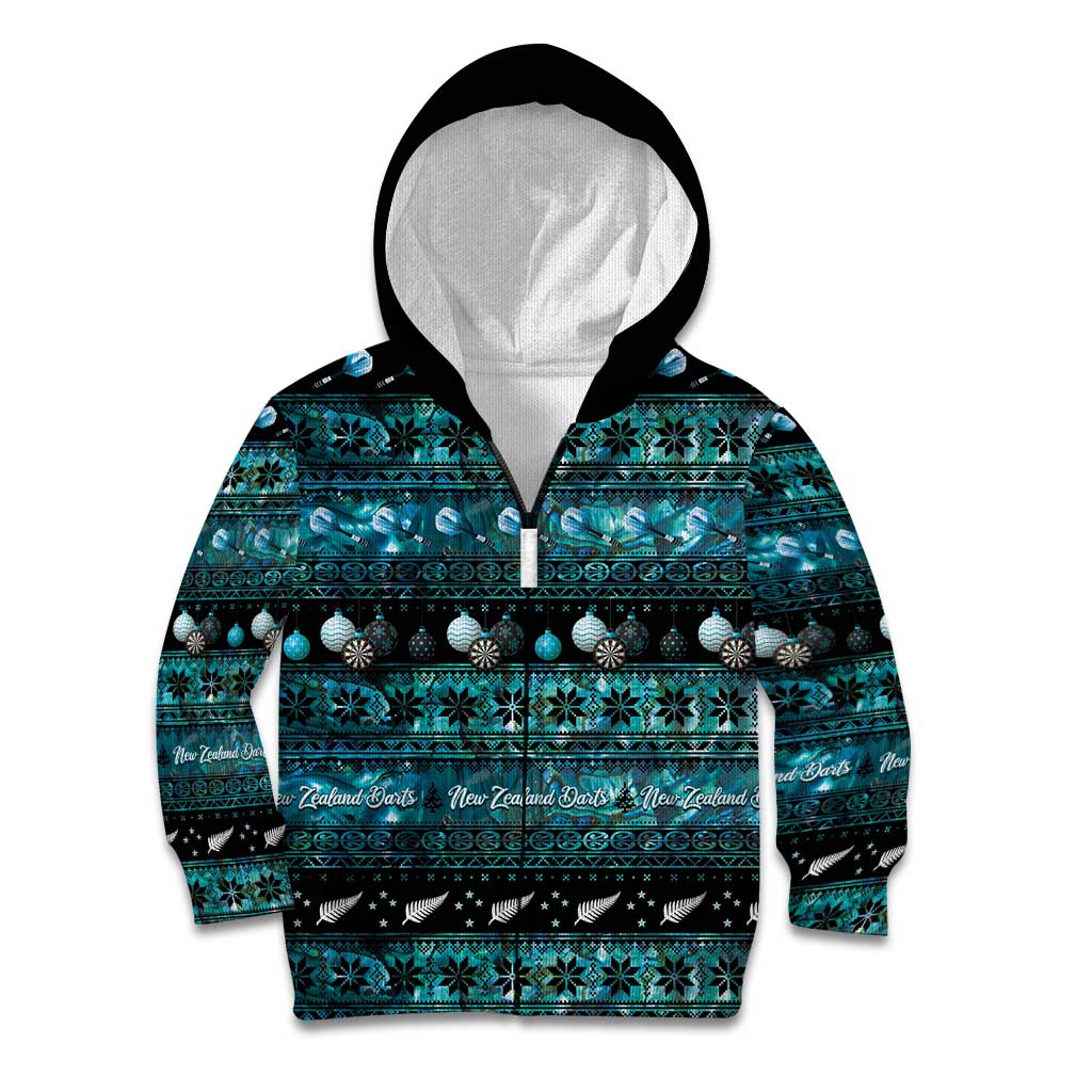 New Zealand Darts Christmas Kid Hoodie Merry Xmas Aotearoa Maori Paua Shell - Vibe Hoodie