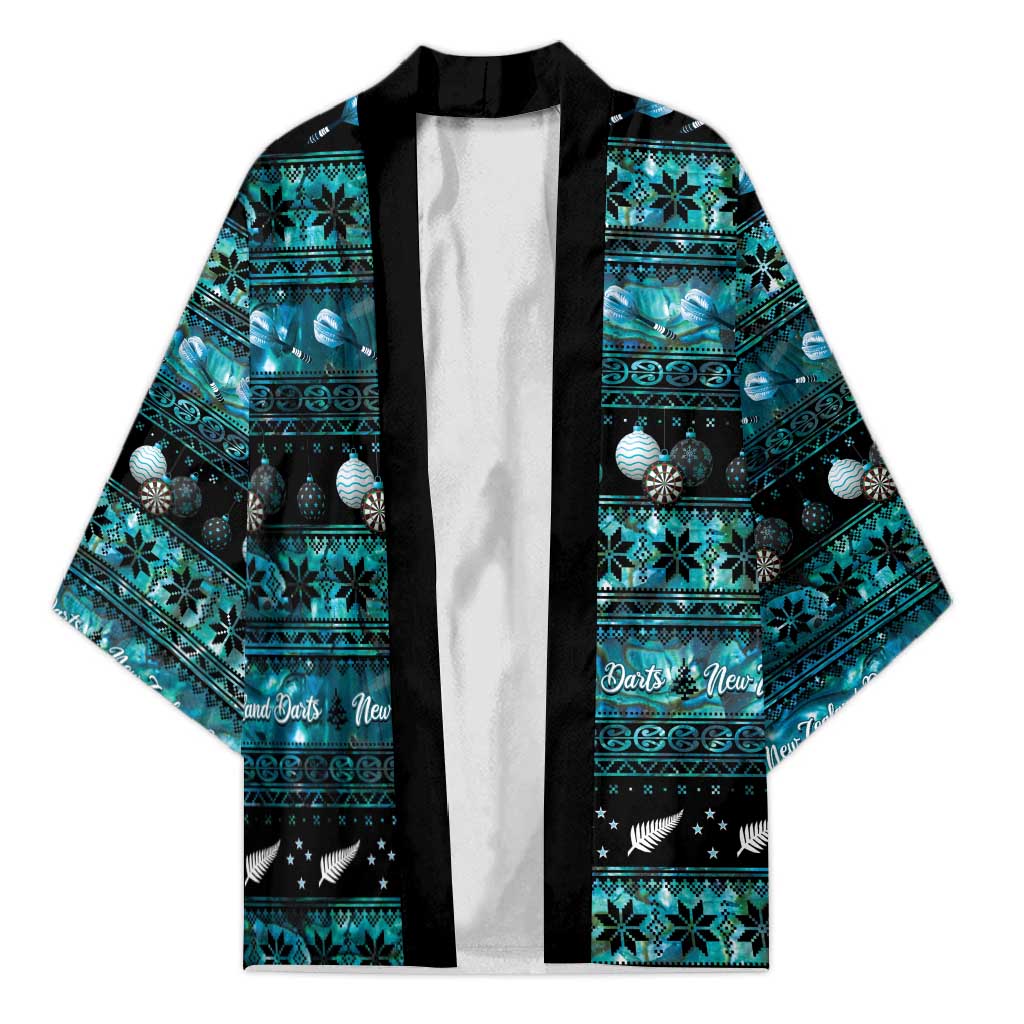 New Zealand Darts Christmas Kimono Merry Xmas Aotearoa Maori Paua Shell - Vibe Hoodie