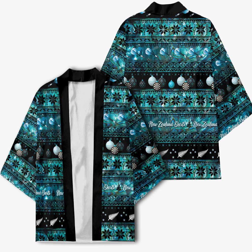 New Zealand Darts Christmas Kimono Merry Xmas Aotearoa Maori Paua Shell - Vibe Hoodie