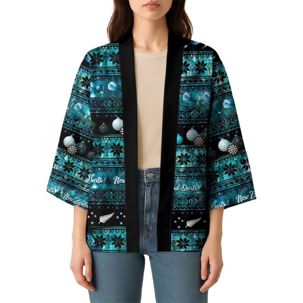 New Zealand Darts Christmas Kimono Merry Xmas Aotearoa Maori Paua Shell - Vibe Hoodie