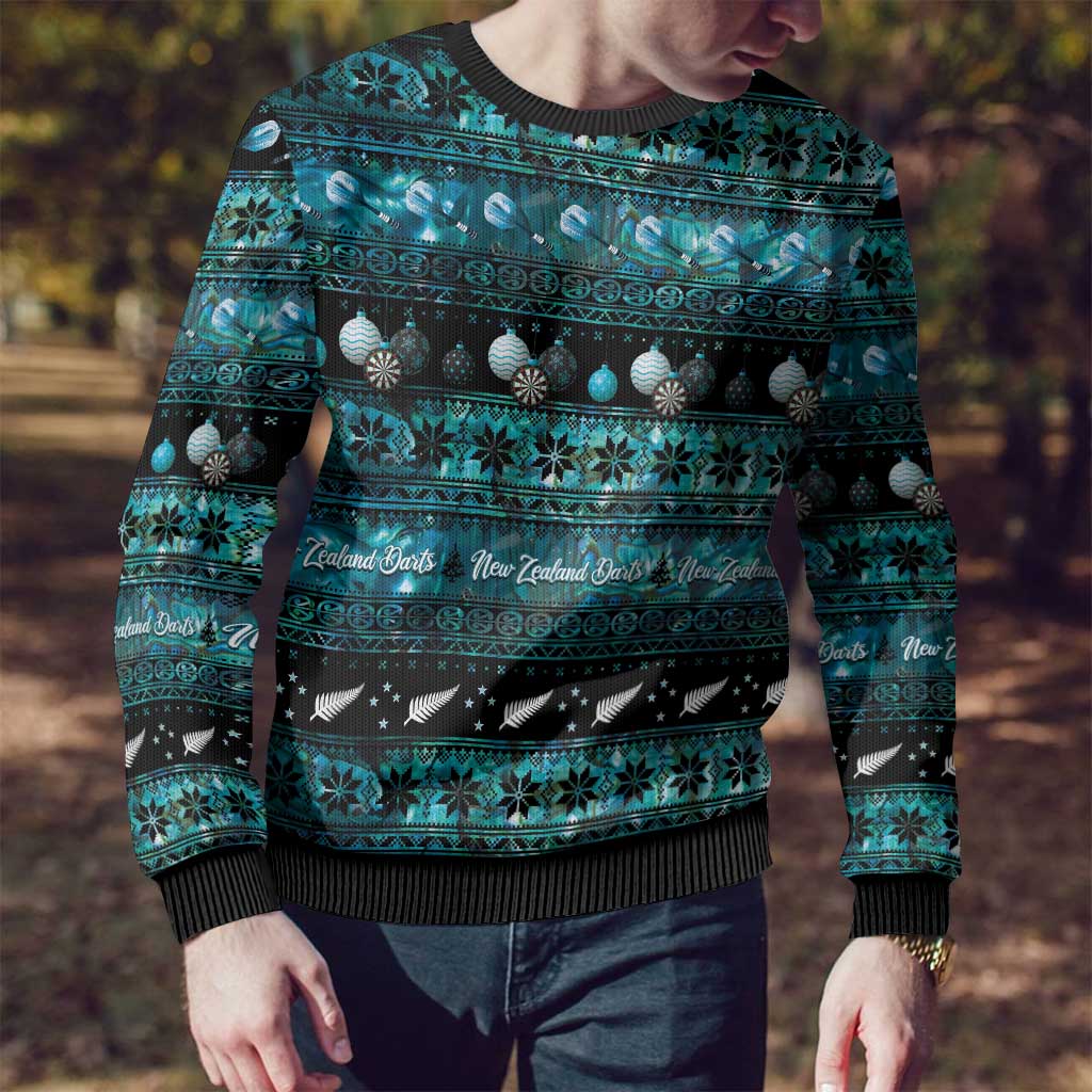 New Zealand Darts Christmas Ugly Christmas Sweater Merry Xmas Aotearoa Maori Paua Shell - Vibe Hoodie