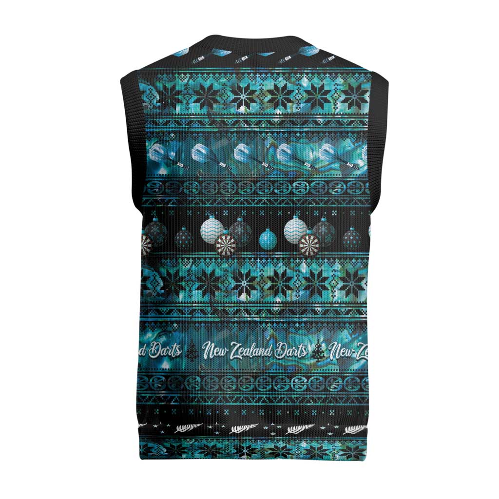 New Zealand Darts Christmas Knitted V-Neck Vest Merry Xmas Aotearoa Maori Paua Shell - Vibe Hoodie