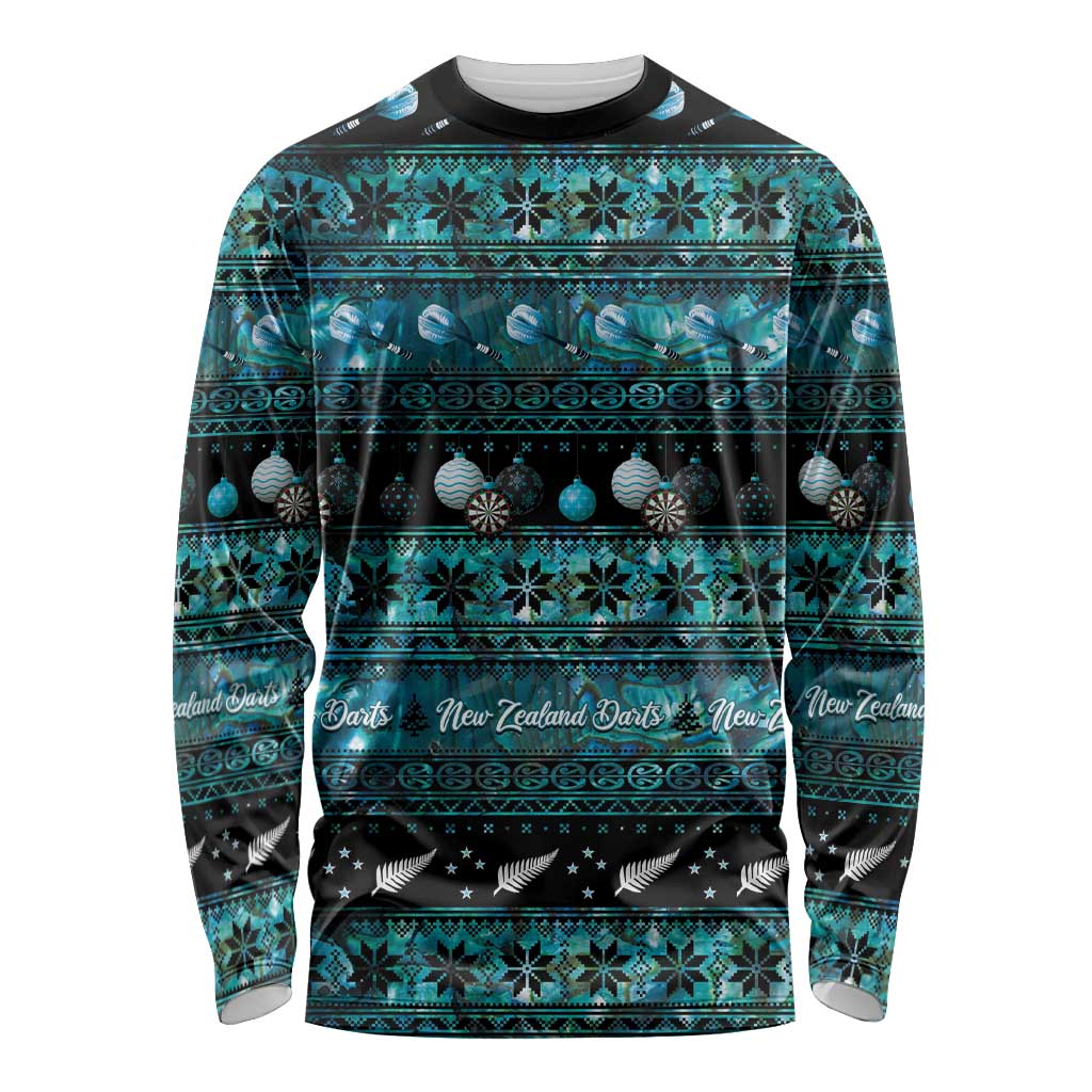 New Zealand Darts Christmas Long Sleeve Shirt Merry Xmas Aotearoa Maori Paua Shell - Vibe Hoodie