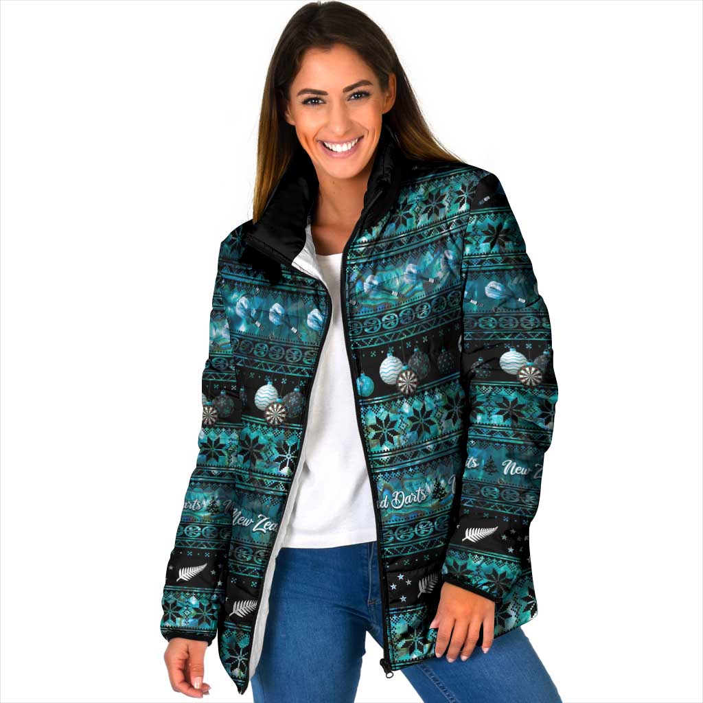 New Zealand Darts Christmas Padded Jacket Merry Xmas Aotearoa Maori Paua Shell - Vibe Hoodie