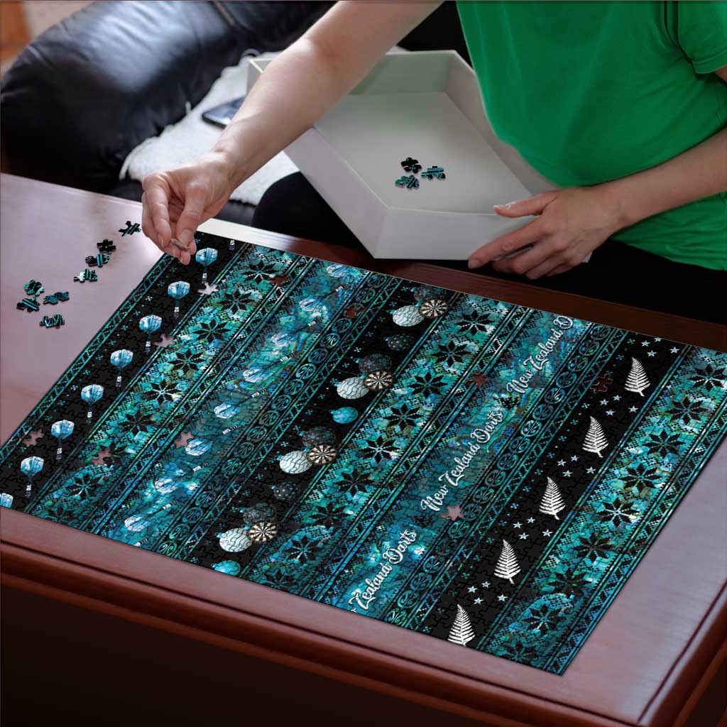 New Zealand Darts Christmas Puzzle Merry Xmas Aotearoa Maori Paua Shell - Vibe Hoodie