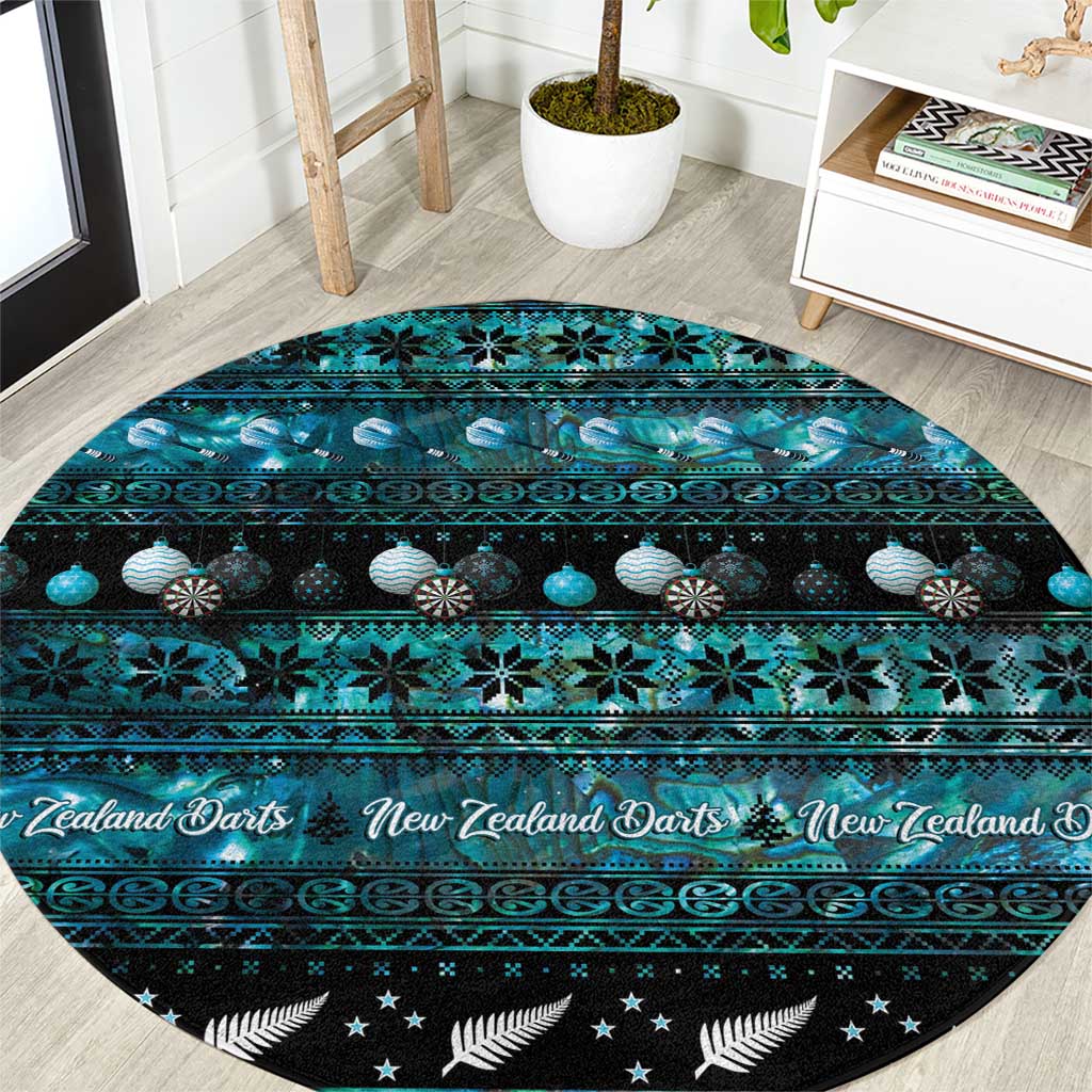 New Zealand Darts Christmas Round Carpet Merry Xmas Aotearoa Maori Paua Shell - Vibe Hoodie
