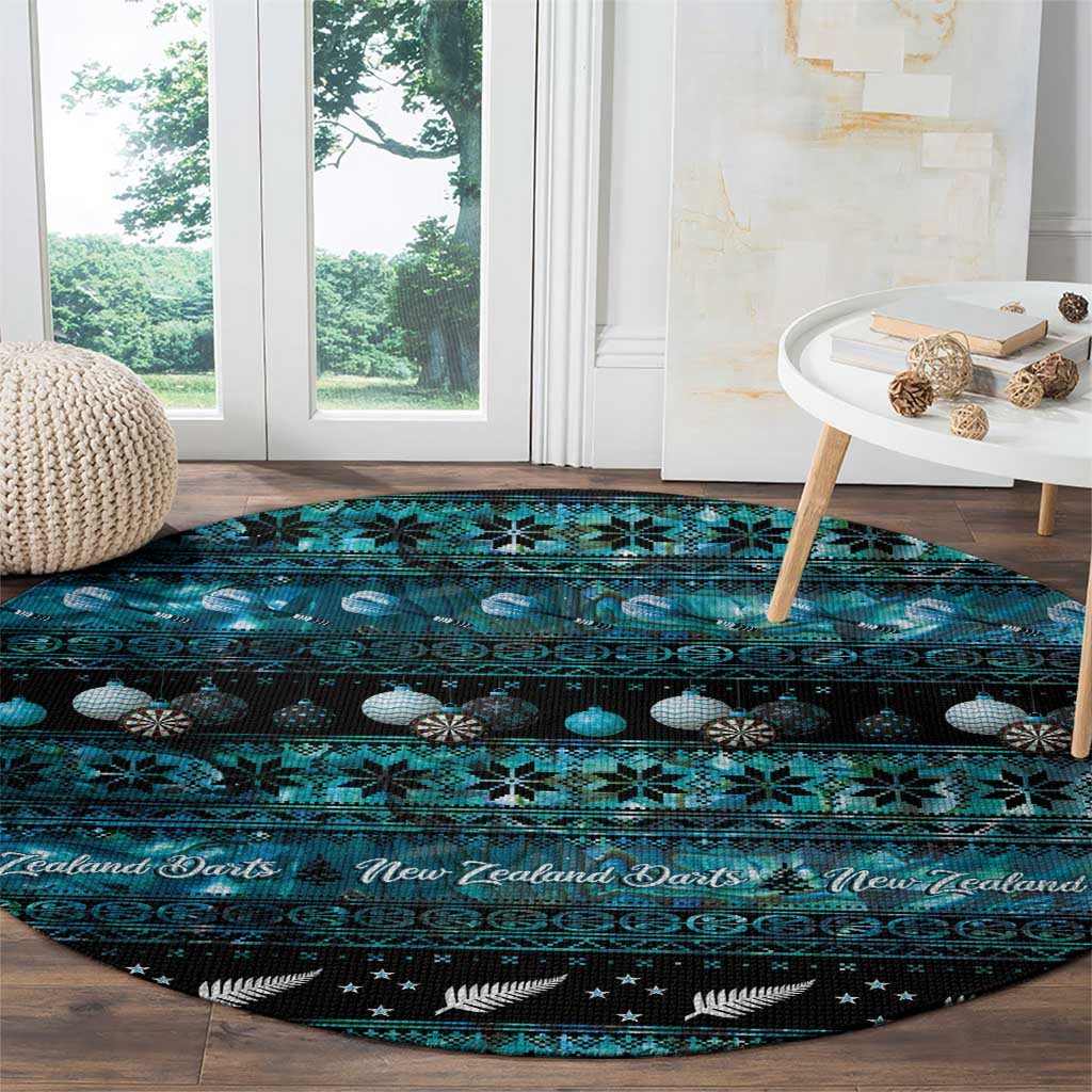 New Zealand Darts Christmas Round Carpet Merry Xmas Aotearoa Maori Paua Shell - Vibe Hoodie