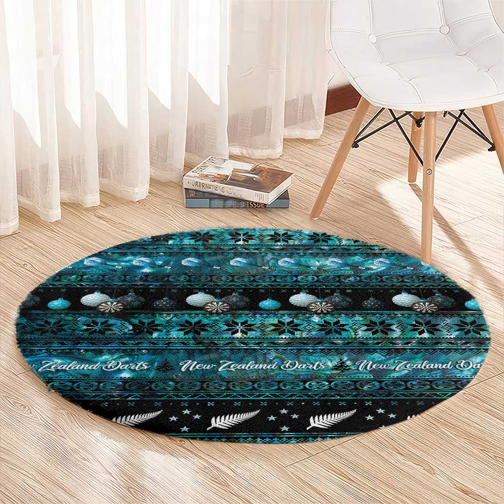 New Zealand Darts Christmas Round Carpet Merry Xmas Aotearoa Maori Paua Shell - Vibe Hoodie
