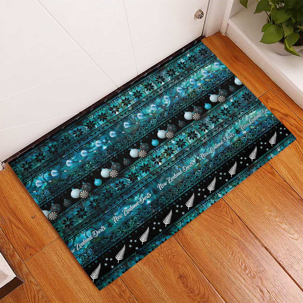 New Zealand Darts Christmas Rubber Doormat Merry Xmas Aotearoa Maori Paua Shell - Vibe Hoodie