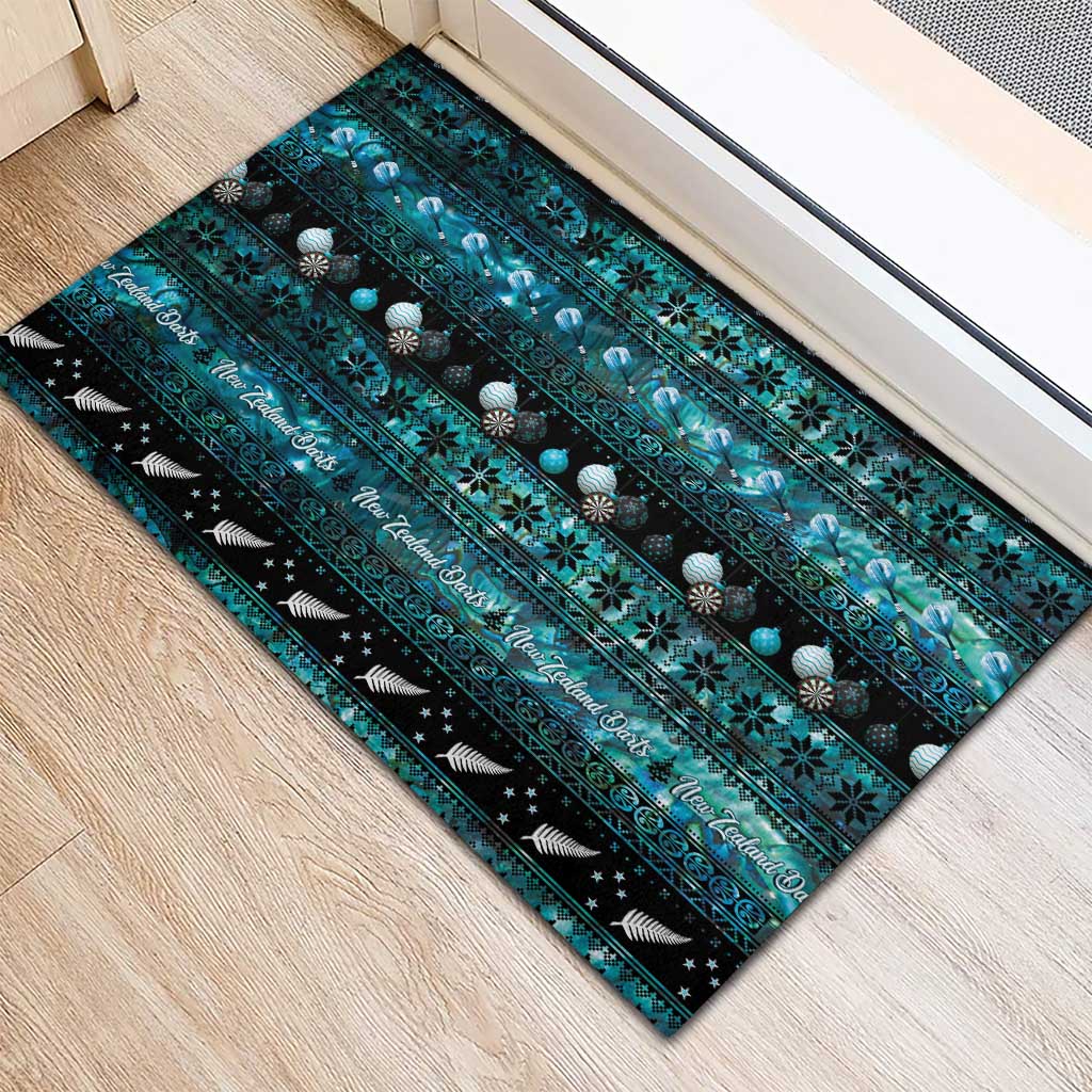 New Zealand Darts Christmas Rubber Doormat Merry Xmas Aotearoa Maori Paua Shell - Vibe Hoodie
