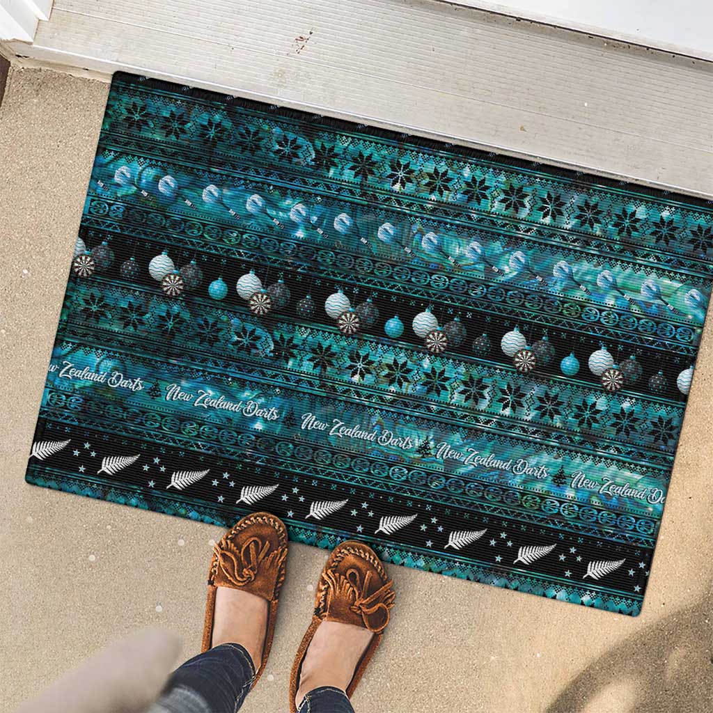 New Zealand Darts Christmas Rubber Doormat Merry Xmas Aotearoa Maori Paua Shell - Vibe Hoodie