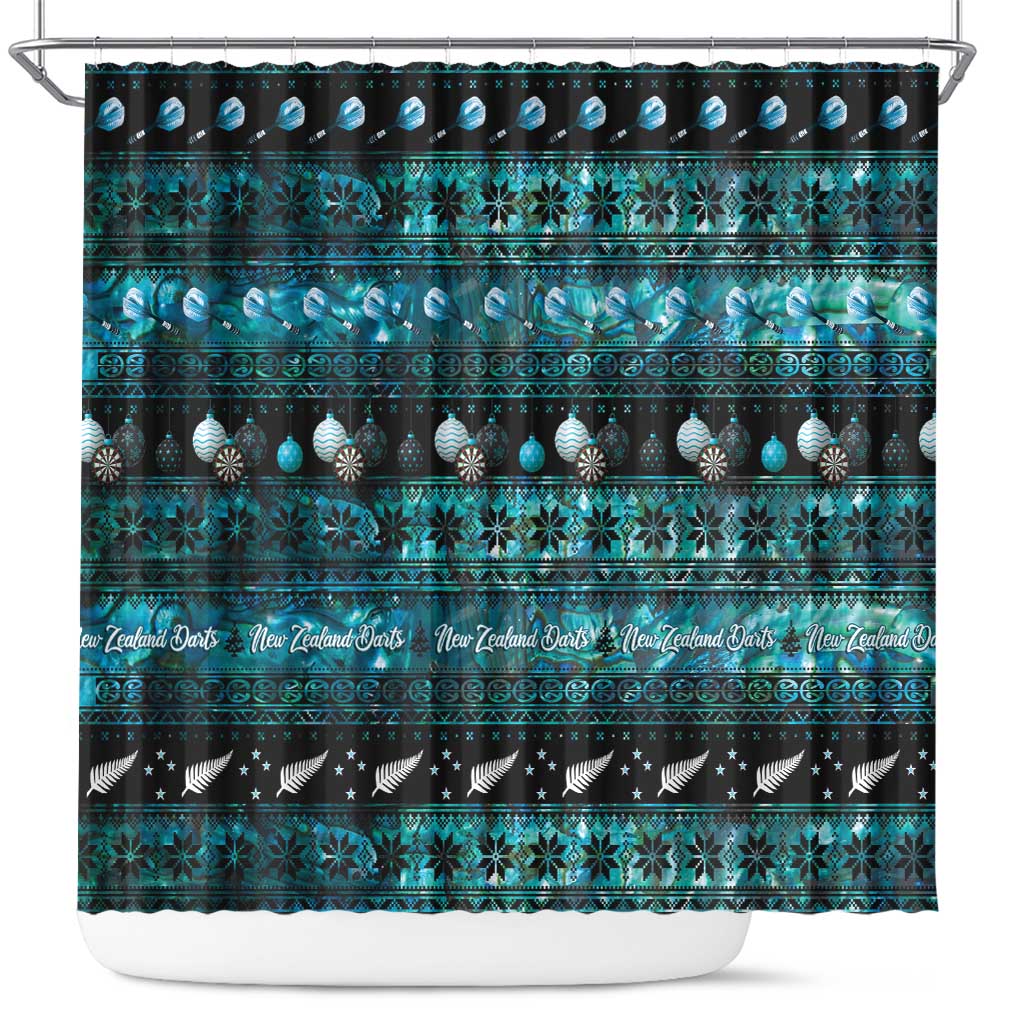 New Zealand Darts Christmas Shower Curtain Merry Xmas Aotearoa Maori Paua Shell - Vibe Hoodie