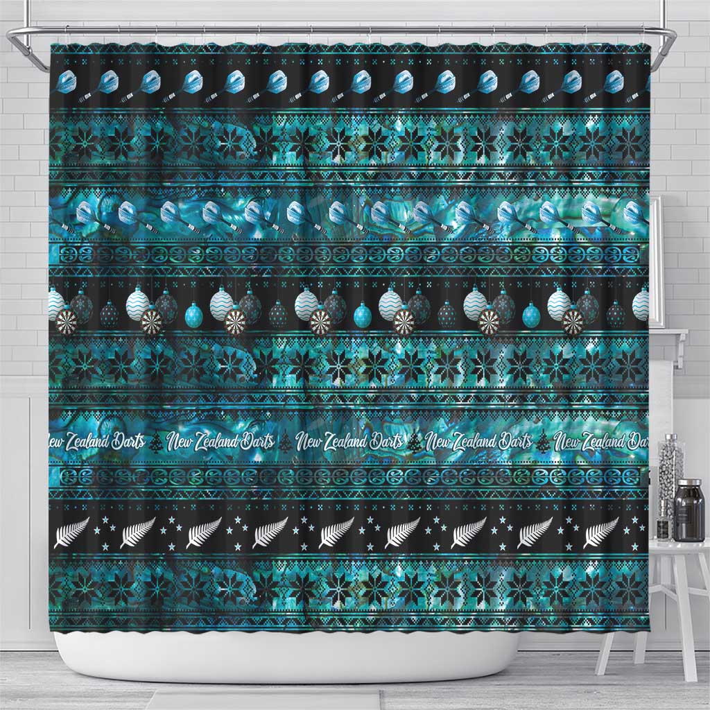 New Zealand Darts Christmas Shower Curtain Merry Xmas Aotearoa Maori Paua Shell - Vibe Hoodie