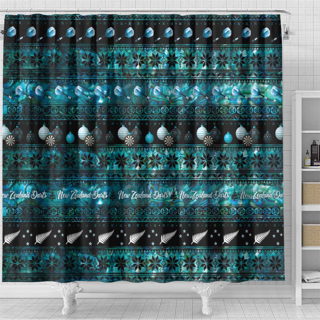 New Zealand Darts Christmas Shower Curtain Merry Xmas Aotearoa Maori Paua Shell - Vibe Hoodie