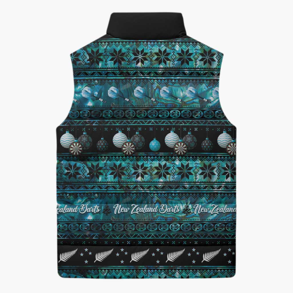 New Zealand Darts Christmas Sleeveless Puffer Jacket Merry Xmas Aotearoa Maori Paua Shell - Vibe Hoodie