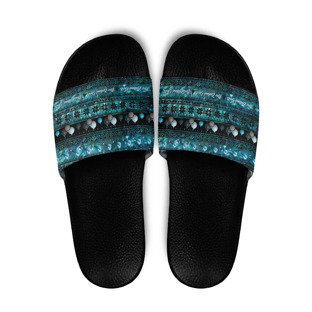 New Zealand Darts Christmas Slide Sandals Merry Xmas Aotearoa Maori Paua Shell - Vibe Hoodie