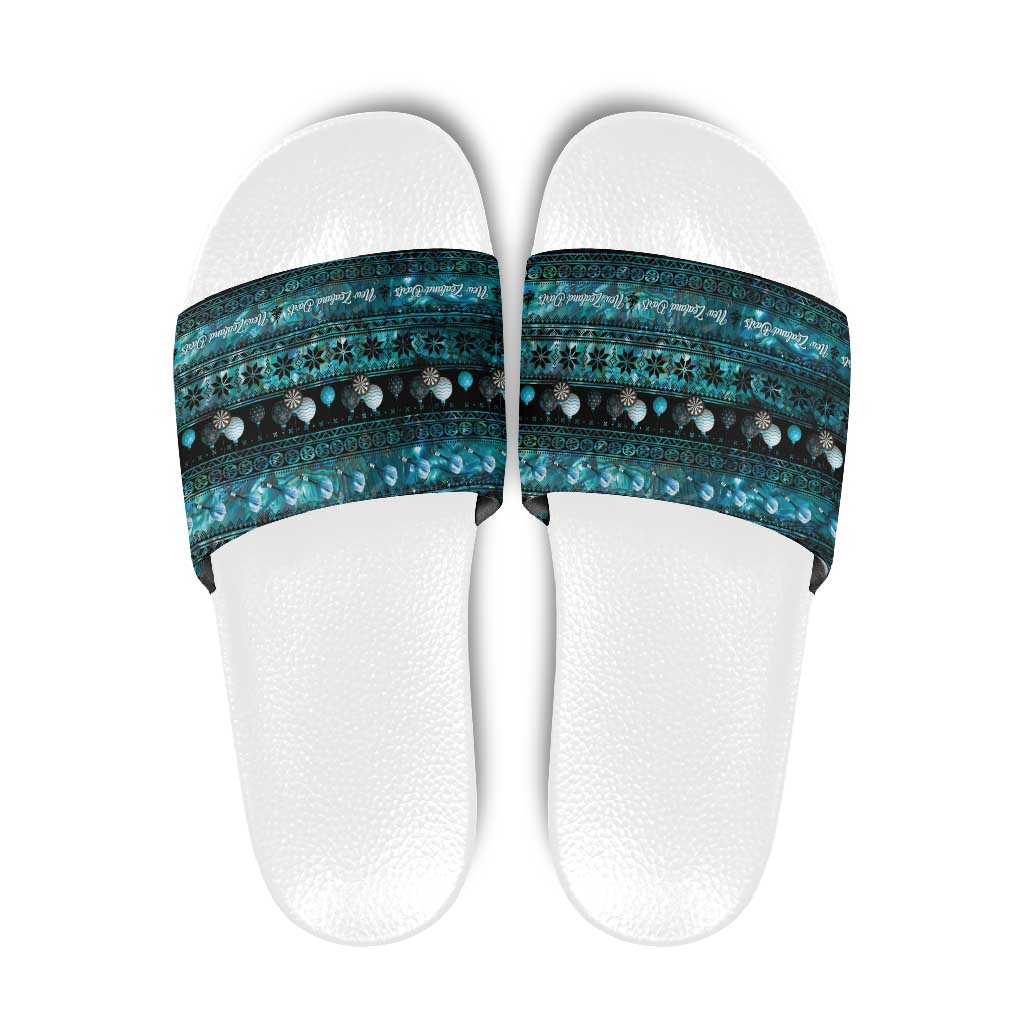 New Zealand Darts Christmas Slide Sandals Merry Xmas Aotearoa Maori Paua Shell - Vibe Hoodie
