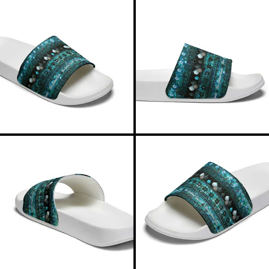 New Zealand Darts Christmas Slide Sandals Merry Xmas Aotearoa Maori Paua Shell - Vibe Hoodie