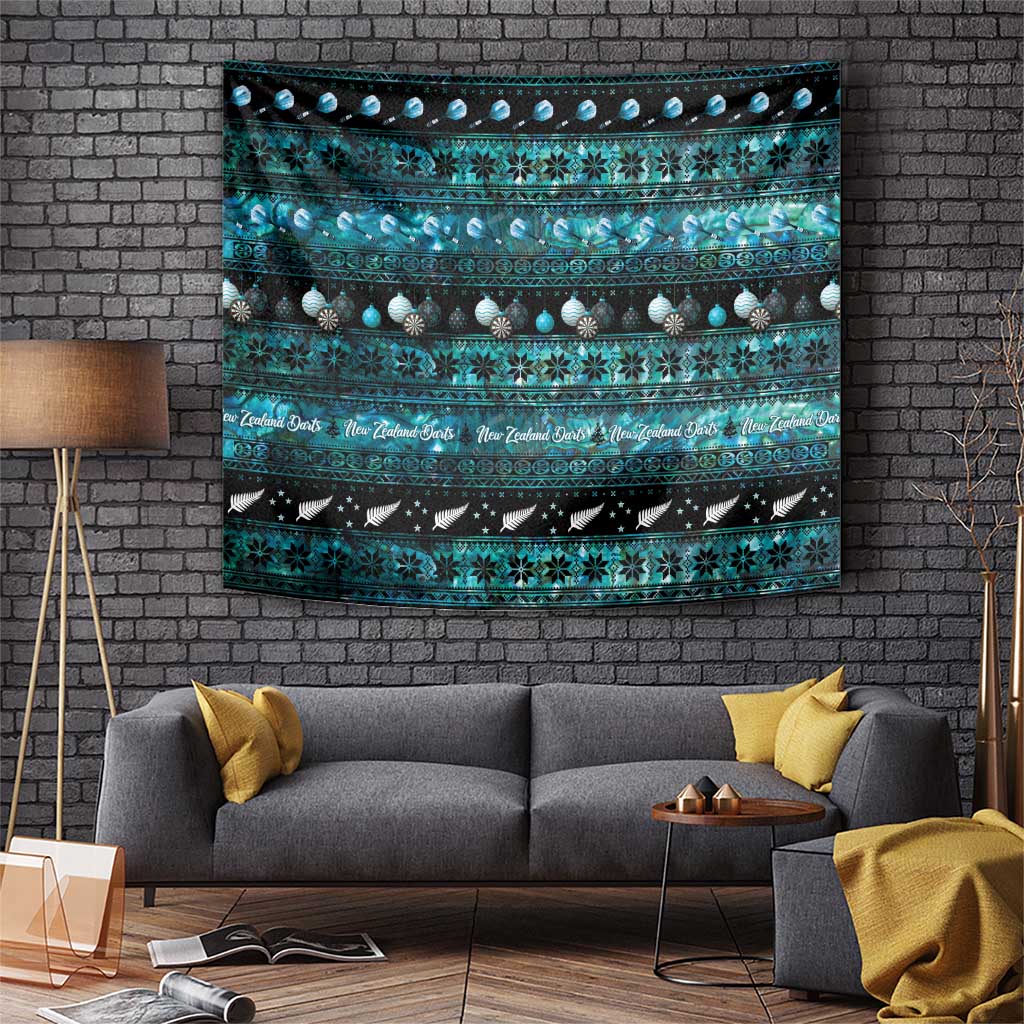 New Zealand Darts Christmas Tapestry Merry Xmas Aotearoa Maori Paua Shell - Vibe Hoodie