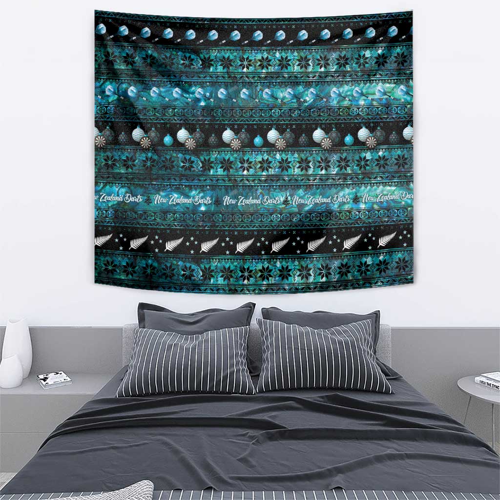 New Zealand Darts Christmas Tapestry Merry Xmas Aotearoa Maori Paua Shell - Vibe Hoodie