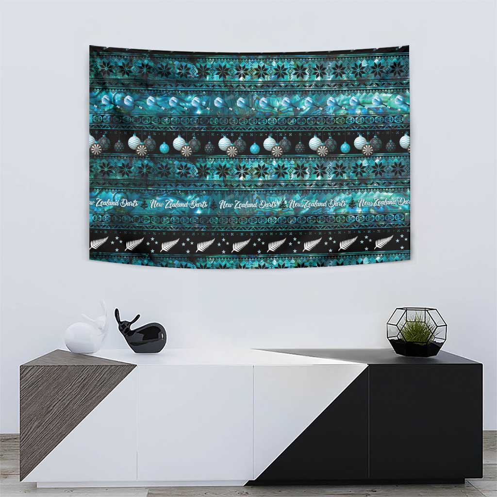 New Zealand Darts Christmas Tapestry Merry Xmas Aotearoa Maori Paua Shell - Vibe Hoodie