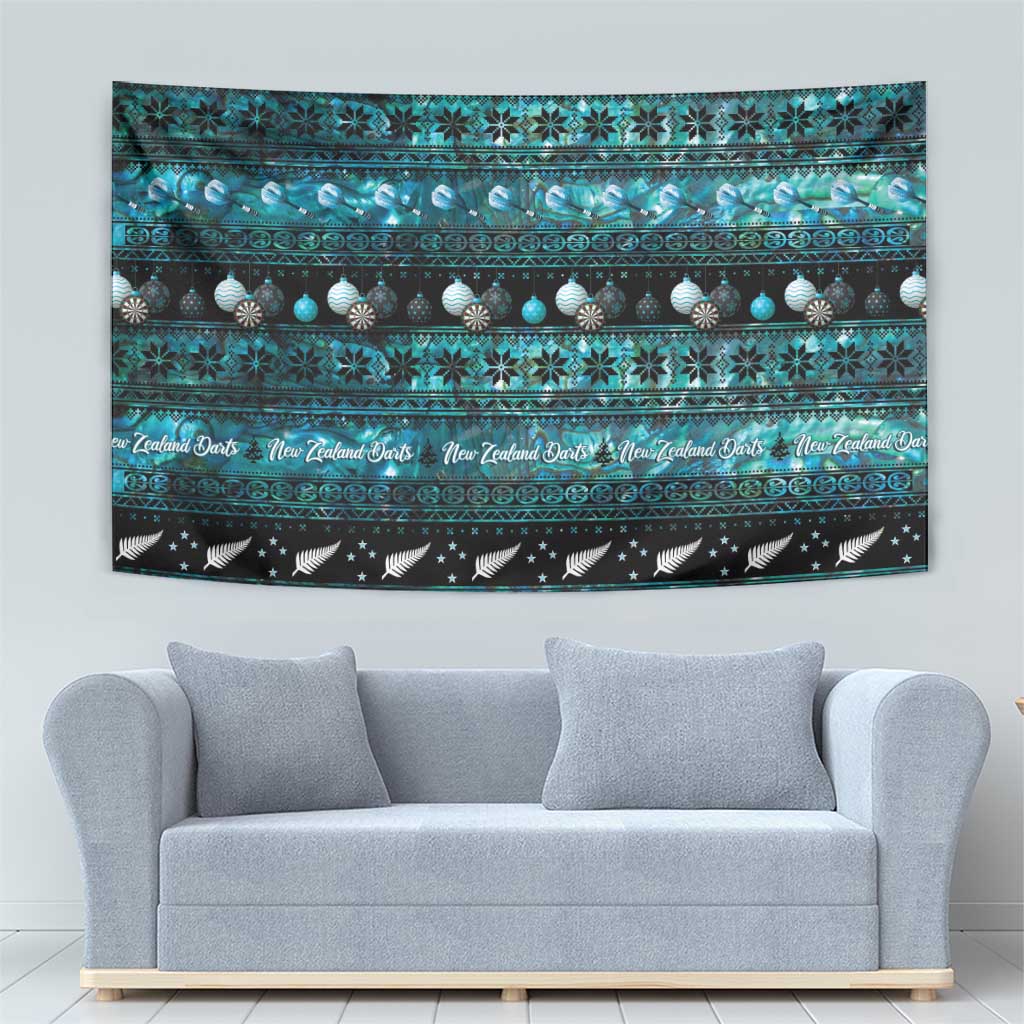 New Zealand Darts Christmas Tapestry Merry Xmas Aotearoa Maori Paua Shell - Vibe Hoodie