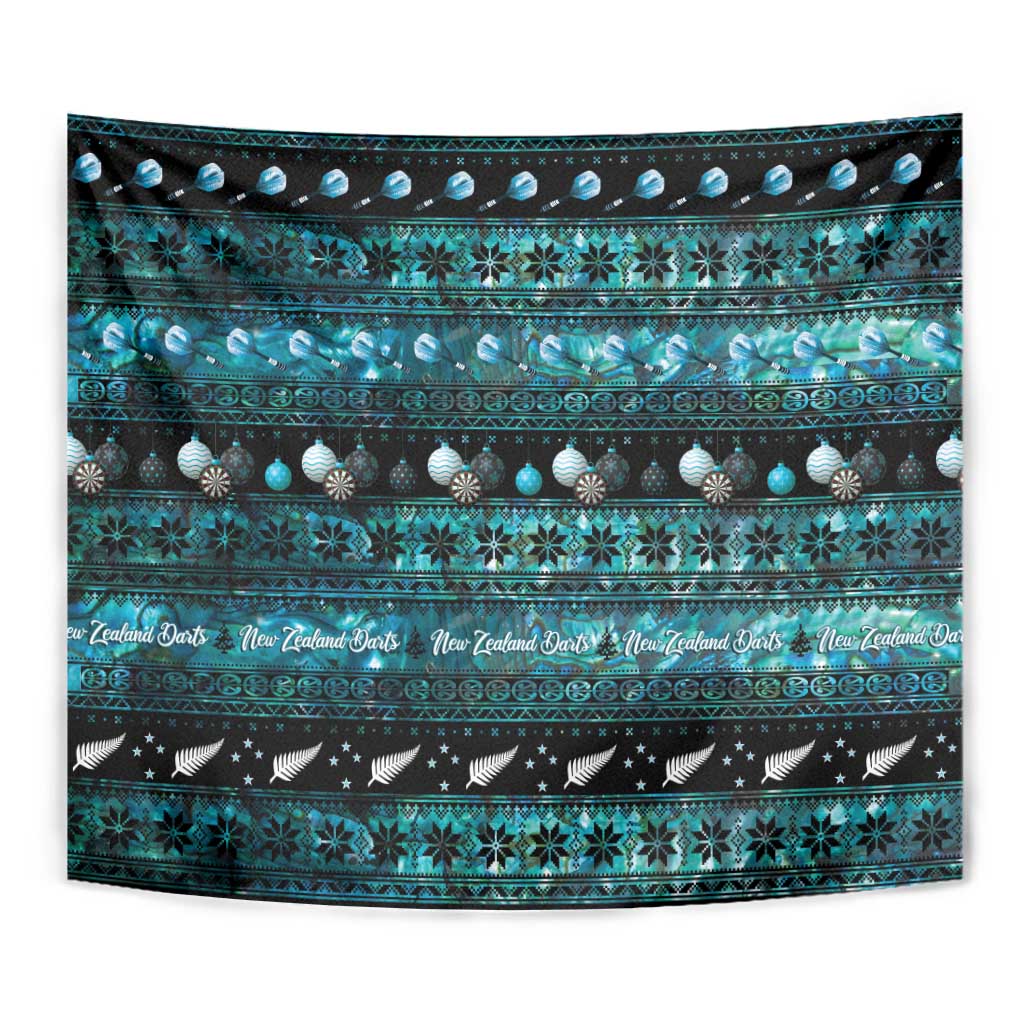 New Zealand Darts Christmas Tapestry Merry Xmas Aotearoa Maori Paua Shell - Vibe Hoodie