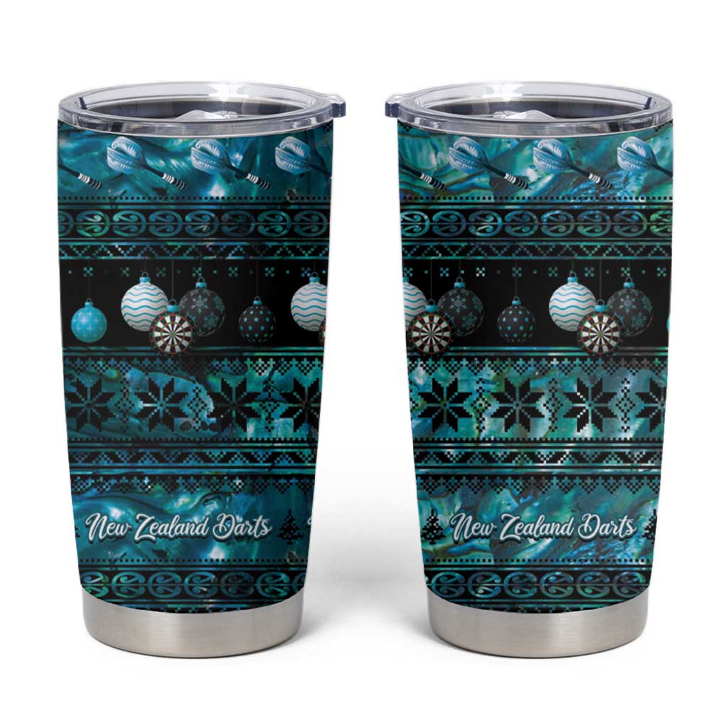 New Zealand Darts Christmas Tumbler Cup Merry Xmas Aotearoa Maori Paua Shell - Vibe Hoodie