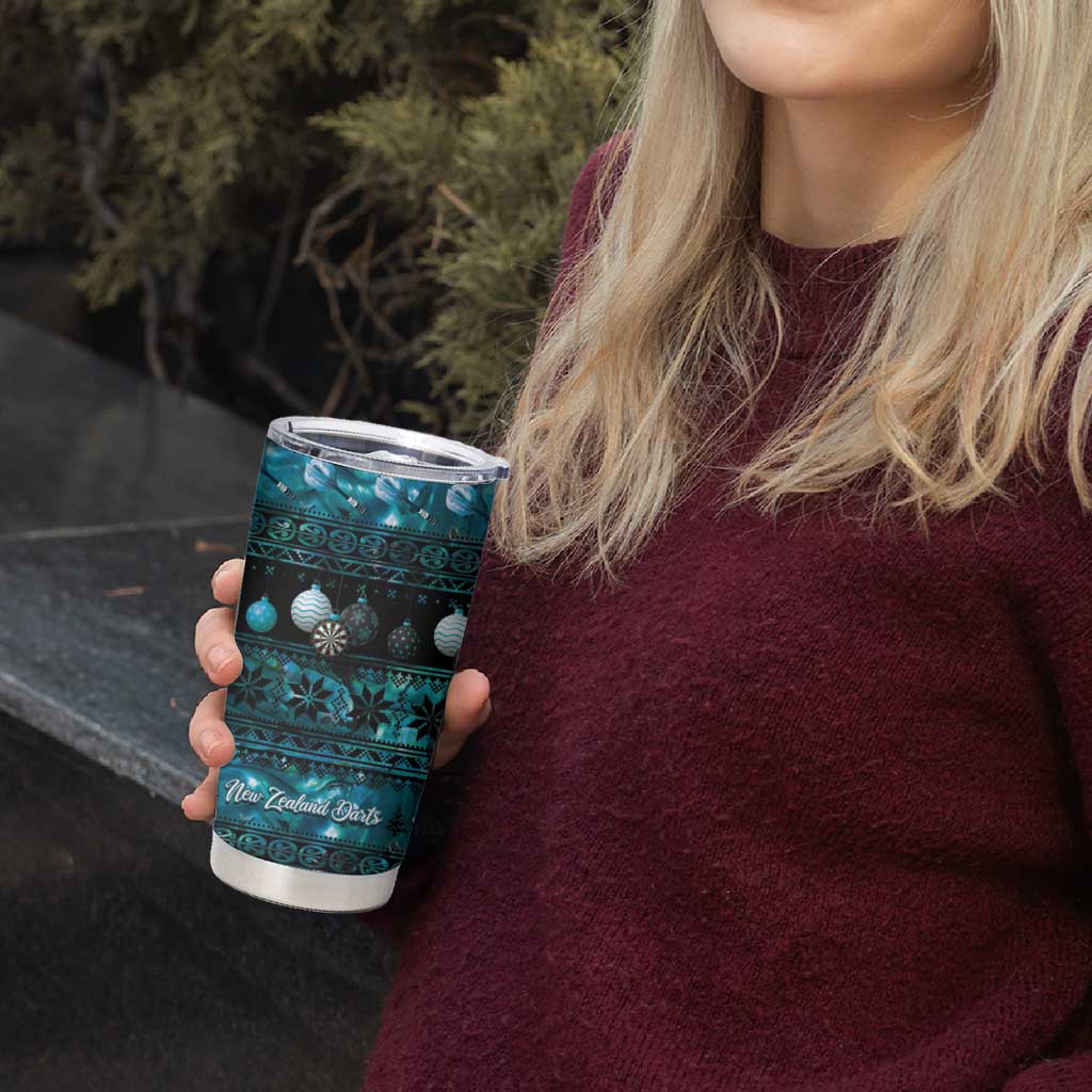 New Zealand Darts Christmas Tumbler Cup Merry Xmas Aotearoa Maori Paua Shell - Vibe Hoodie