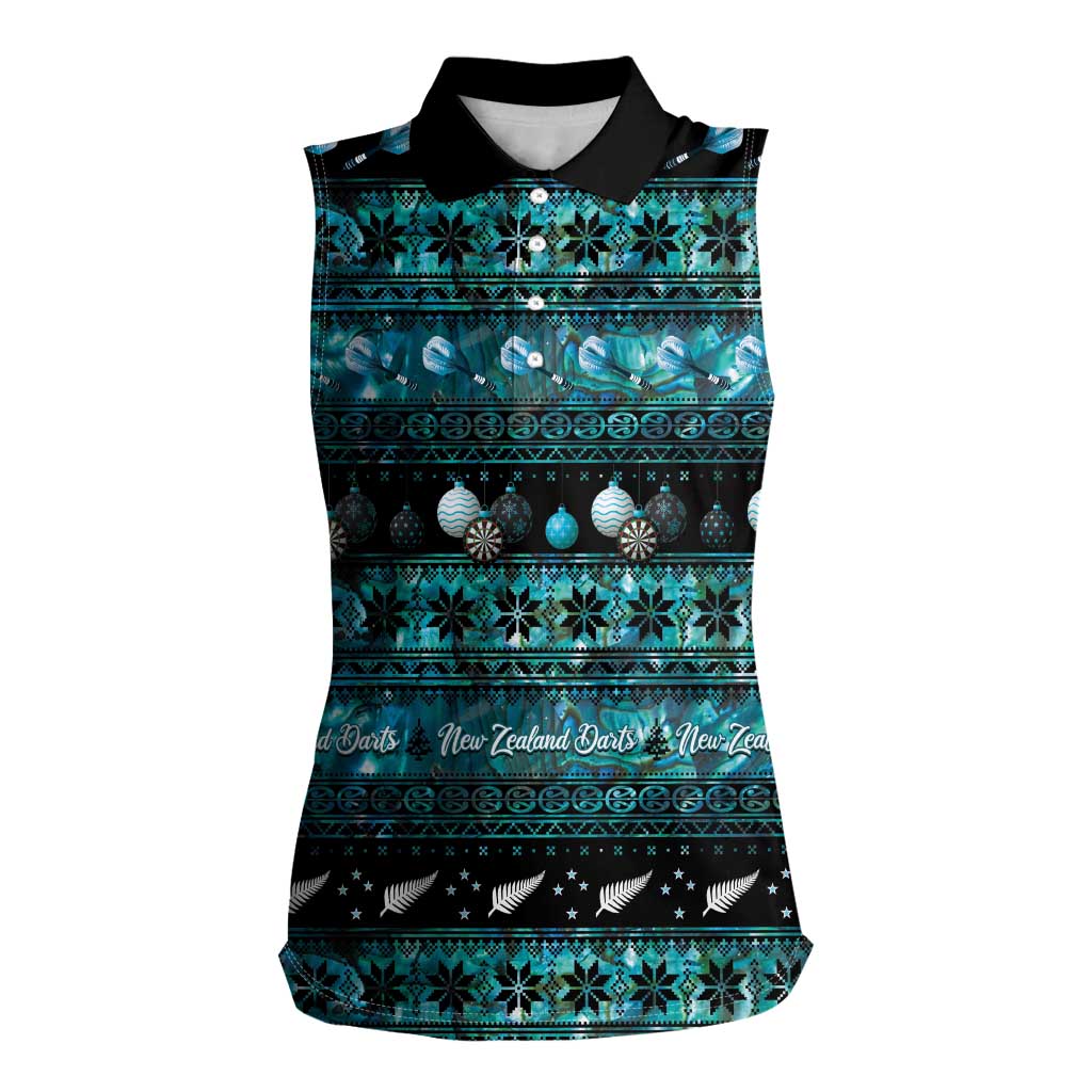 New Zealand Darts Christmas Women Sleeveless Polo Shirt Merry Xmas Aotearoa Maori Paua Shell - Vibe Hoodie