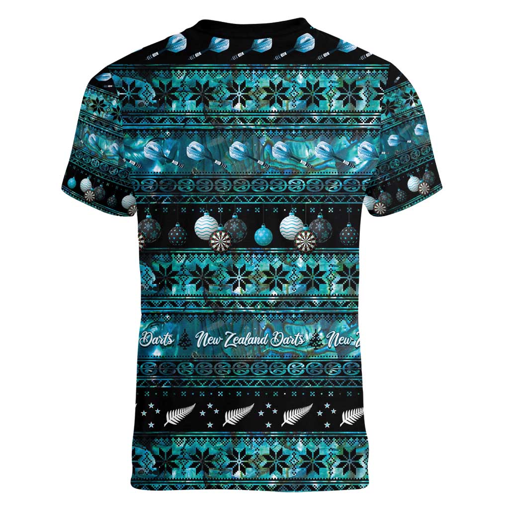 New Zealand Darts Christmas Women V-Neck T-Shirt Merry Xmas Aotearoa Maori Paua Shell - Vibe Hoodie