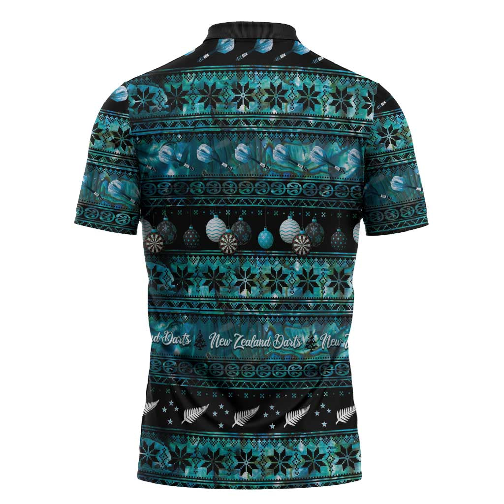 New Zealand Darts Christmas Zipper Polo Shirt Merry Xmas Aotearoa Maori Paua Shell - Vibe Hoodie