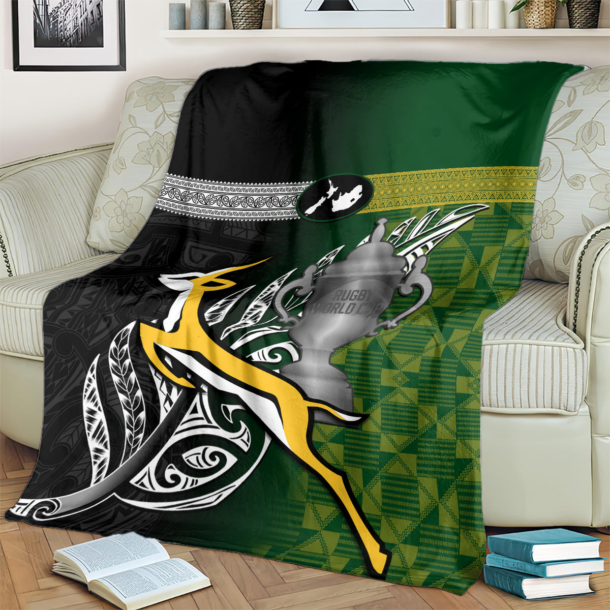 New Zealand and South Africa Rugby Blanket 2023 World Cup Final All Black Springboks Together - Vibe Hoodie Shop
