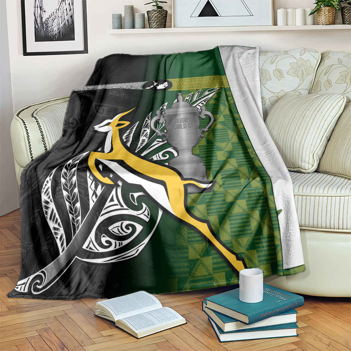 New Zealand and South Africa Rugby Blanket 2023 World Cup Final All Black Springboks Together - Vibe Hoodie Shop