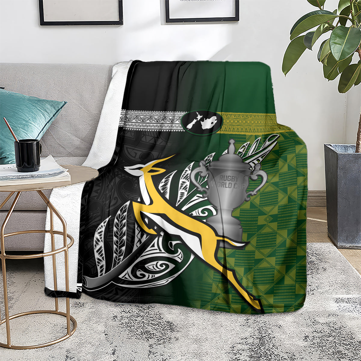 New Zealand and South Africa Rugby Blanket 2023 World Cup Final All Black Springboks Together - Vibe Hoodie Shop