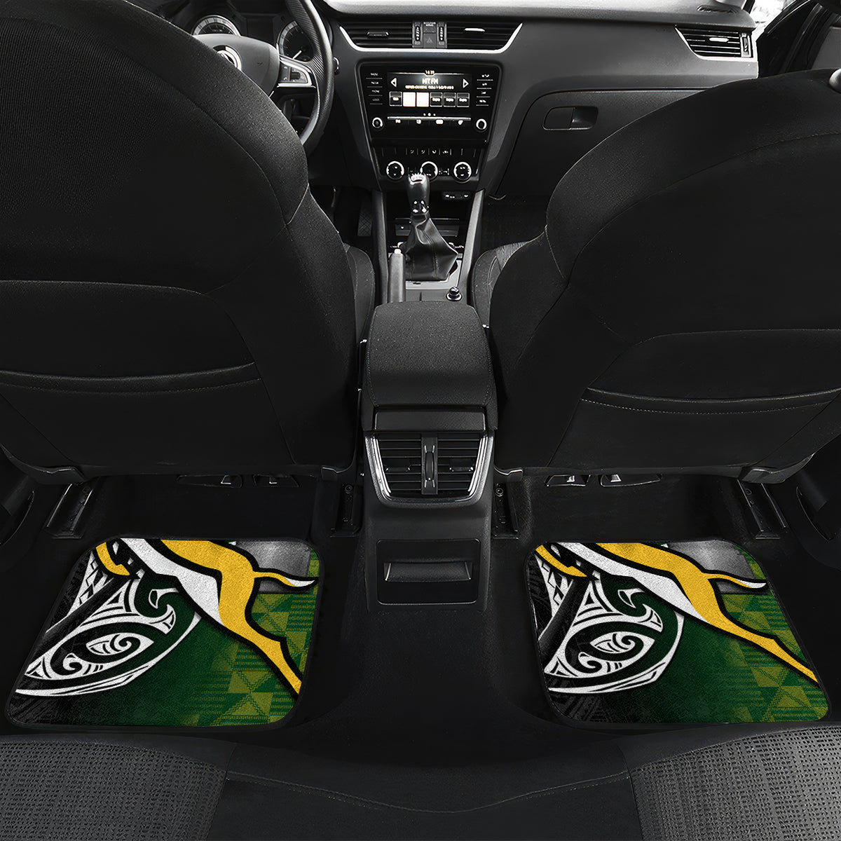 personalised-new-zealand-and-south-africa-rugby-car-mats-2023-world-cup-final-all-black-springboks-together