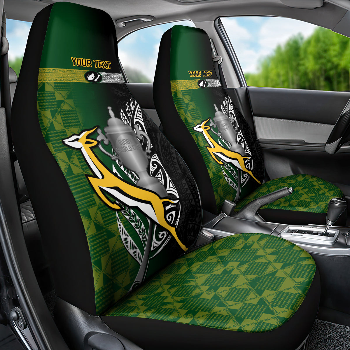 Personalised New Zealand and South Africa Rugby Car Seat Cover 2023 World Cup Final All Black Springboks Together - Vibe Hoodie Shop
