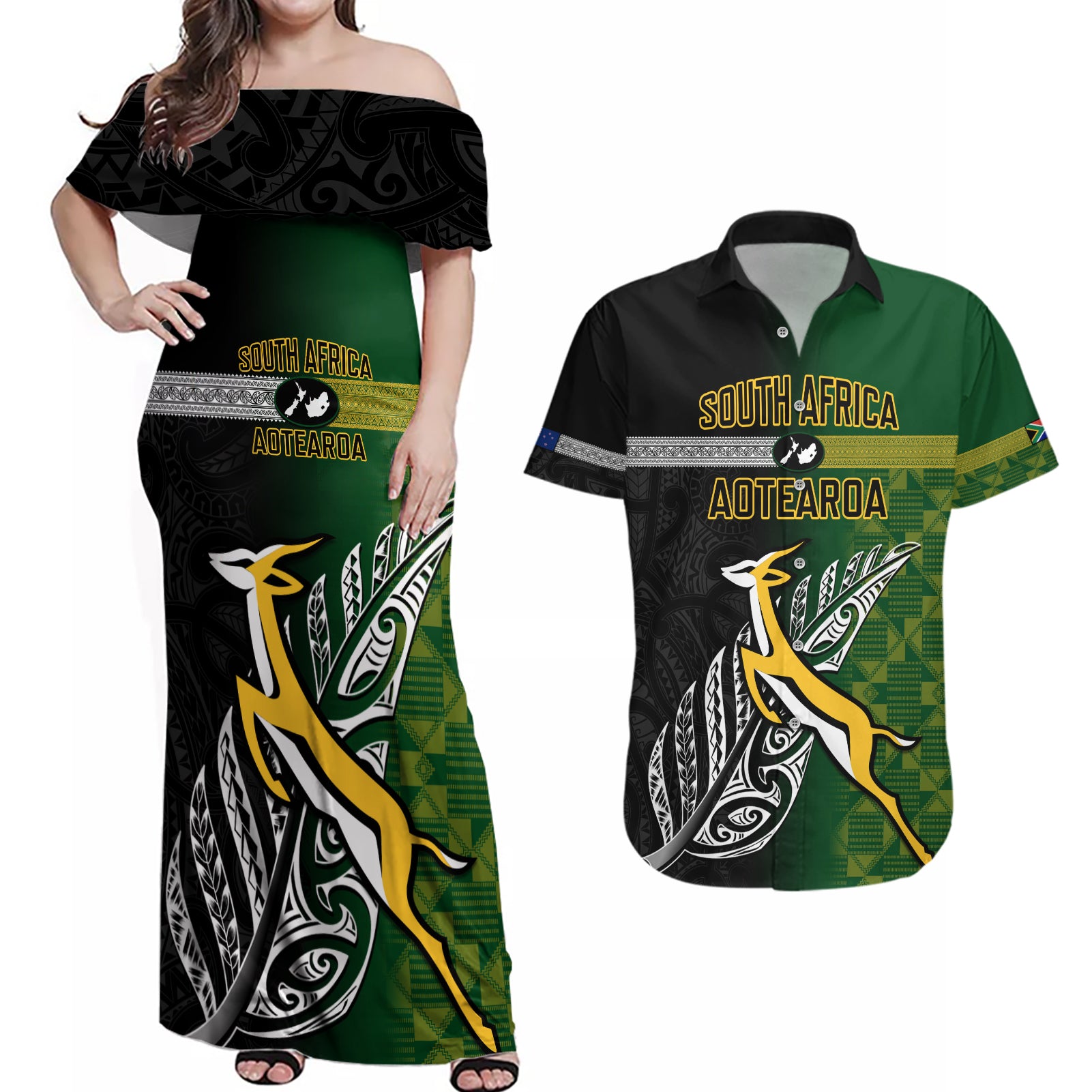 personalised-new-zealand-and-south-africa-rugby-couples-matching-off-shoulder-maxi-dress-and-hawaiian-shirt-2023-world-cup-final-all-black-springboks-together