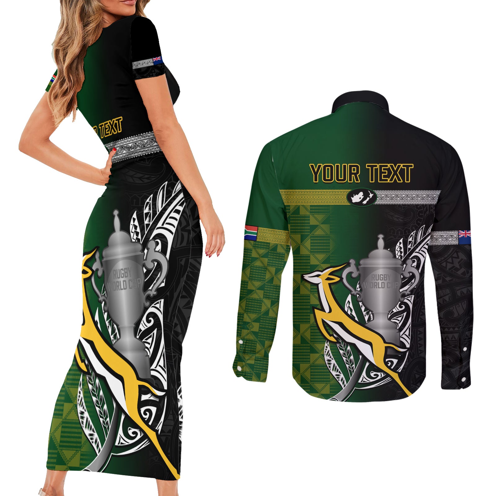 personalised-new-zealand-and-south-africa-rugby-couples-matching-short-sleeve-bodycon-dress-and-long-sleeve-button-shirt-2023-world-cup-final-all-black-springboks-together