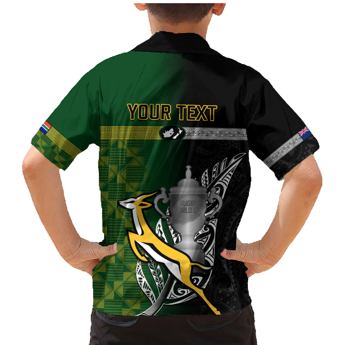 personalised-new-zealand-and-south-africa-rugby-family-matching-mermaid-dress-and-hawaiian-shirt-2023-world-cup-final-all-black-springboks-together