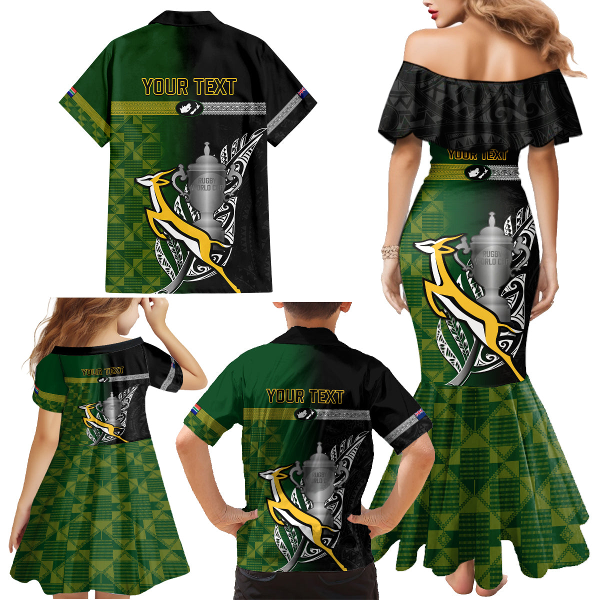 personalised-new-zealand-and-south-africa-rugby-family-matching-mermaid-dress-and-hawaiian-shirt-2023-world-cup-final-all-black-springboks-together