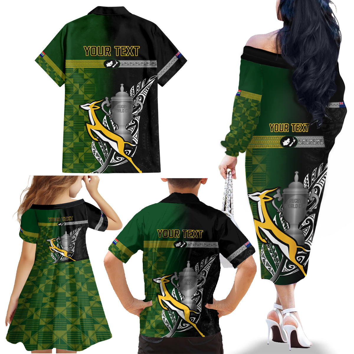 personalised-new-zealand-and-south-africa-rugby-family-matching-off-shoulder-long-sleeve-dress-and-hawaiian-shirt-2023-world-cup-final-all-black-springboks-together