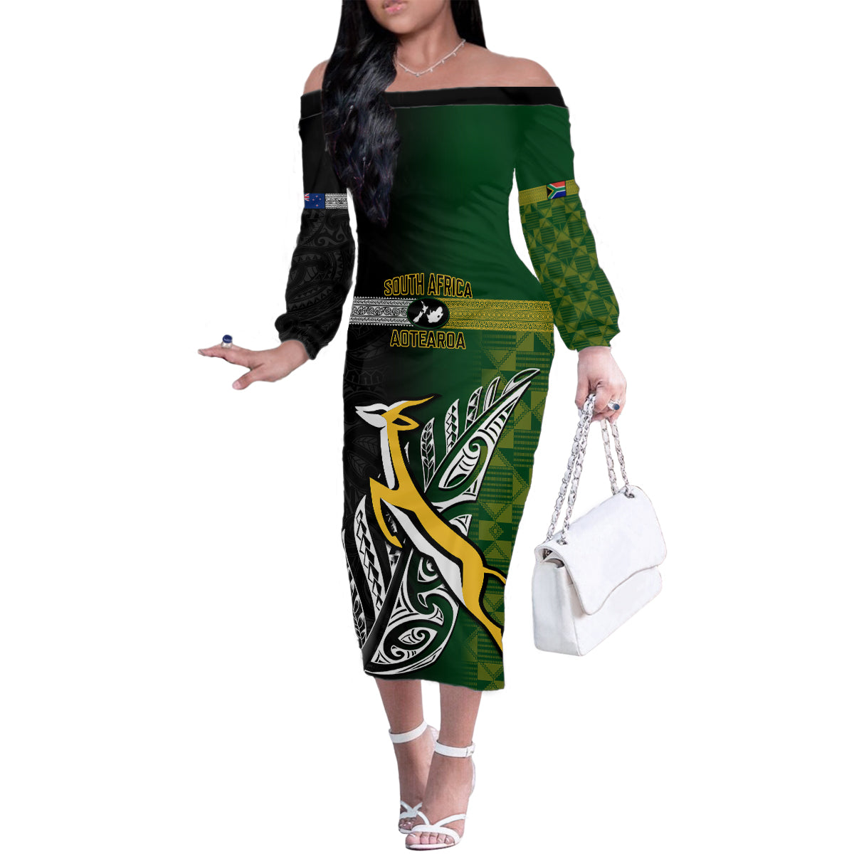 personalised-new-zealand-and-south-africa-rugby-family-matching-off-shoulder-long-sleeve-dress-and-hawaiian-shirt-2023-world-cup-final-all-black-springboks-together