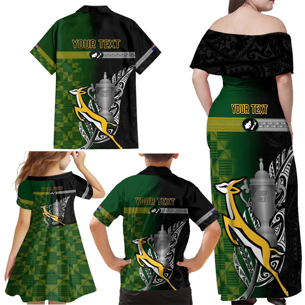 personalised-new-zealand-and-south-africa-rugby-family-matching-off-shoulder-maxi-dress-and-hawaiian-shirt-2023-world-cup-final-all-black-springboks-together