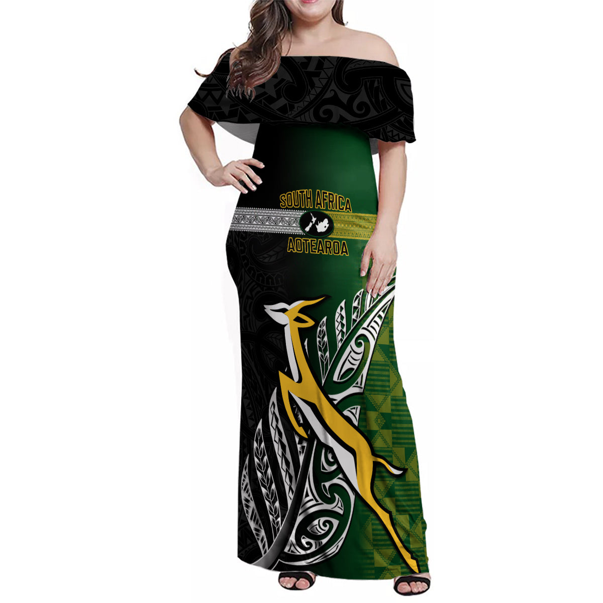 personalised-new-zealand-and-south-africa-rugby-family-matching-off-shoulder-maxi-dress-and-hawaiian-shirt-2023-world-cup-final-all-black-springboks-together