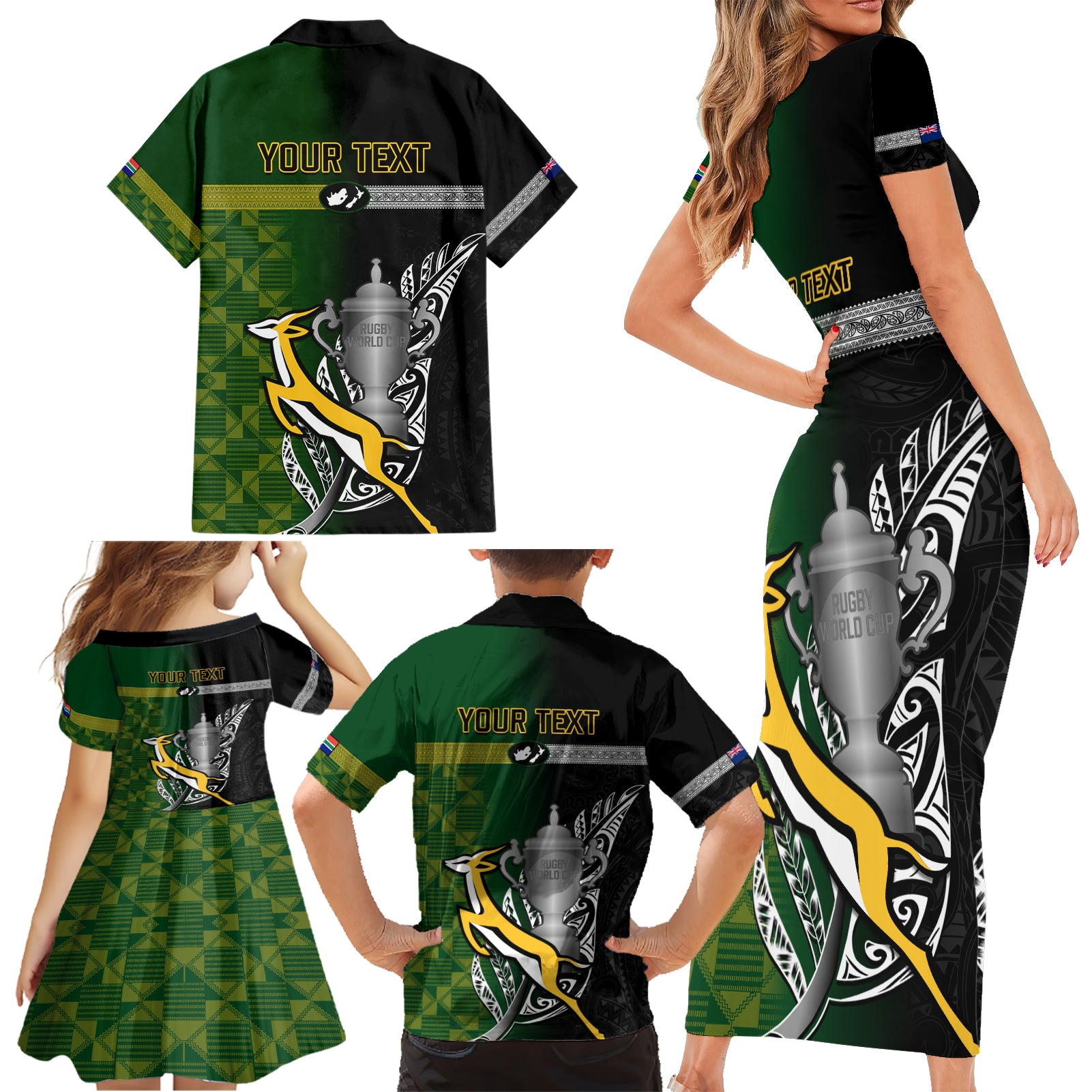 personalised-new-zealand-and-south-africa-rugby-family-matching-short-sleeve-bodycon-dress-and-hawaiian-shirt-2023-world-cup-final-all-black-springboks-together
