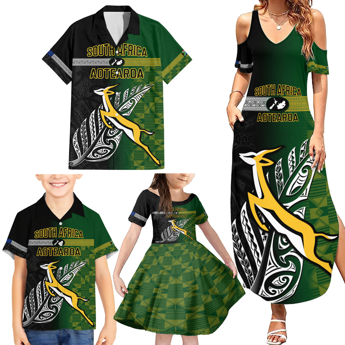 personalised-new-zealand-and-south-africa-rugby-family-matching-summer-maxi-dress-and-hawaiian-shirt-2023-world-cup-final-all-black-springboks-together
